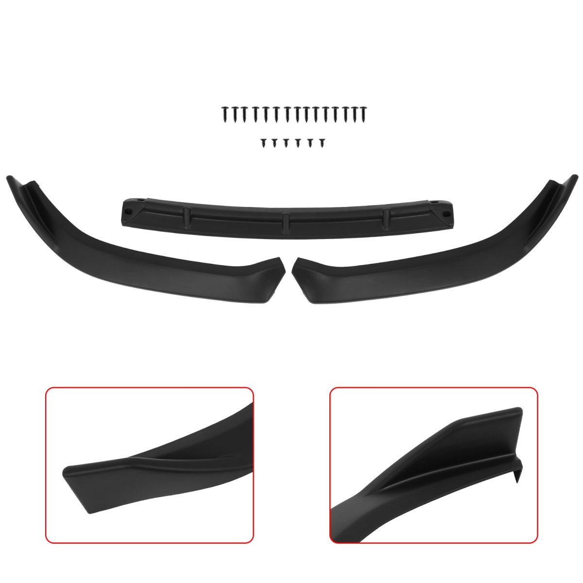 3pcs Front Bumper Lip Pp Matte Black For 2013-2015 Nissan Sentra