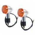2 Pack Universal Aftermarket Replacement Turn Signals Motorcycle Bullet Front Rear Signal Blinker Indicator Light Amber Chrome