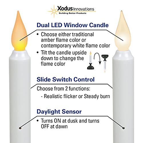 Xodus Innovations Fpc1320p Battery Operated 9 Inch Window Candle With Tilt To Change Flame Color And Dusk Dawn Light Sensor