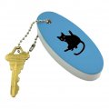 Graphics More Black Cat Lifting Leg And Licking Floating Keychain Oval Foam Fishing Boat Buoy Key Float