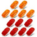 Partsam 13pcs Double Bullseye Amber Red 10led Side Marker Clearance Lights Rectangular Rectangle Led For Truck Trailer Rv 