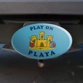 Graphics More Play On Playa Player Sandcastle Funny Humor Oval Tow Trailer Hitch Cover Plug Insert