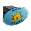 Graphics More Play On Playa Player Sandcastle Funny Humor Oval Tow Trailer Hitch Cover Plug Insert