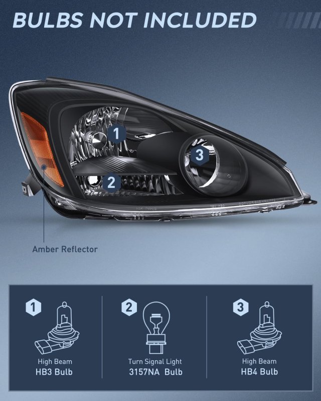 Nilight Headlight Assembly For 2004 2005 Toyota Sienna Black Housing Amber Reflector Upgraded Clear Lens Headlights Replacement