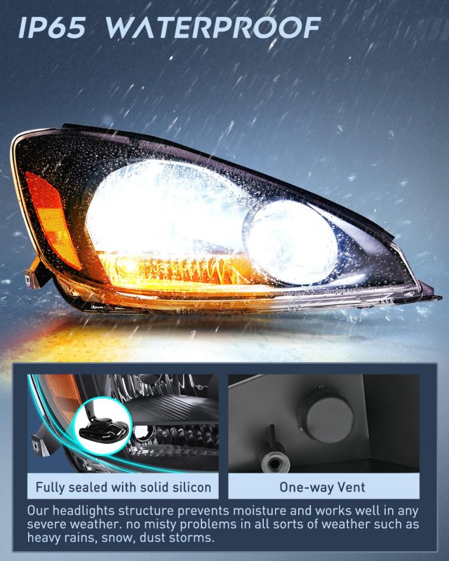 Nilight Headlight Assembly For 2004 2005 Toyota Sienna Black Housing Amber Reflector Upgraded Clear Lens Headlights Replacement