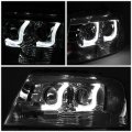 Dual Led Drl L-bar Projector Chrome Clear Corner Headlight Tool Kit Compatible With Ford F-150 Lincoln Mark Lt 04-08