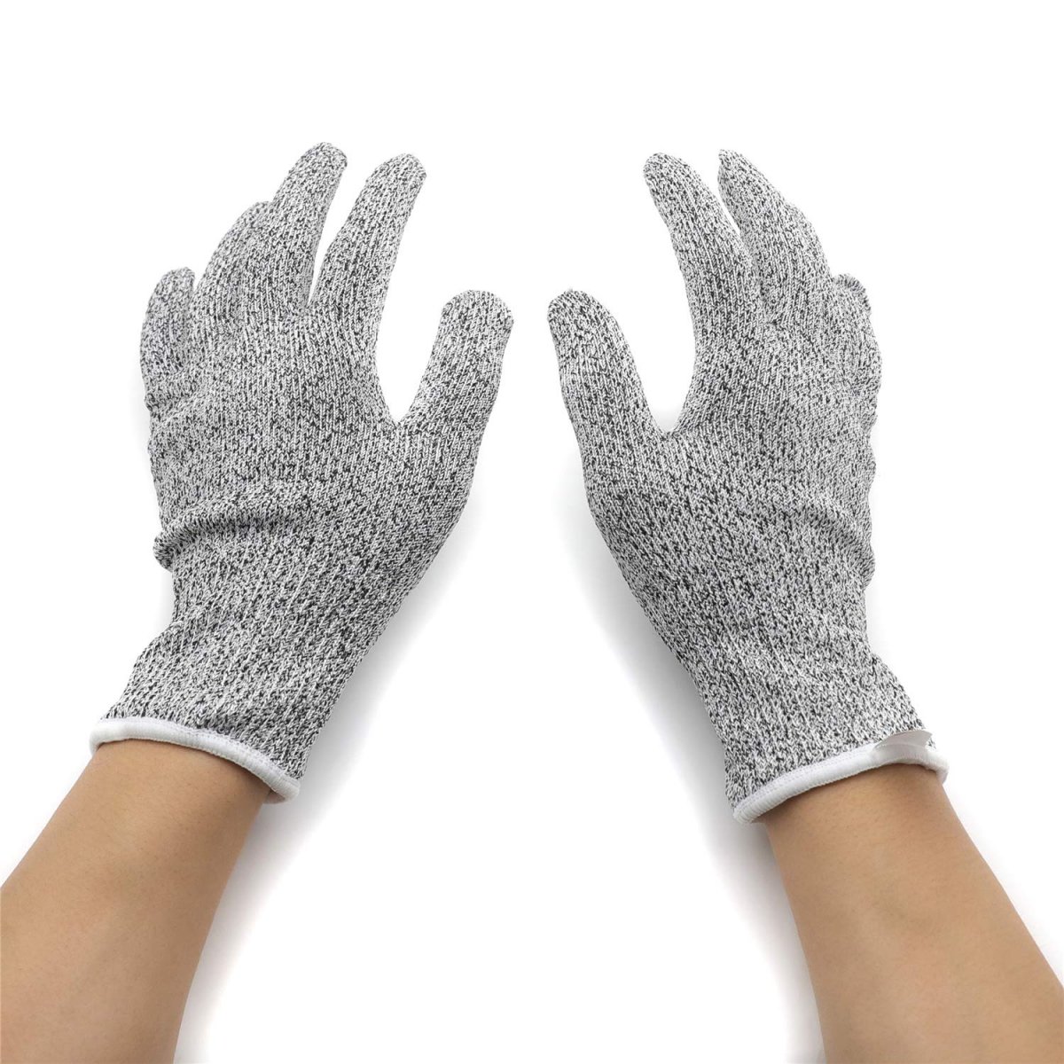 Cut Resistant Working Gloves Level 5 Protection Food Grade Medium Size 10 Pair Pack For Kitchen And Outdoor Use Abrasion Gray