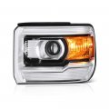 Chrome Housing Oe-style Projector Headlight Headlamp Assembly For 2014-2015 Gmc Sierra 1500 2500 3500 Halogen Model Driver Side 