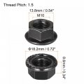 Uxcell M10 Serrated Flange Hex Lock Nuts Carbon Steel Black Oxide Finished 50pcs
