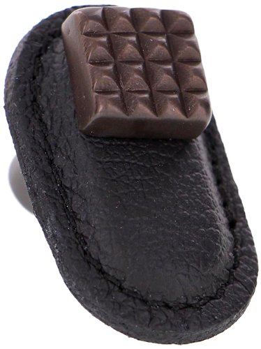 Large Brown Vicenza Designs K1183 Tiziano Square Leather Knob Polished Silver