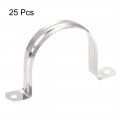Uxcell 63mm 2 5 Rigid Pipe Strap Holes Tube 201 Stainless Steel Tension Clip Clamp 25pcs
