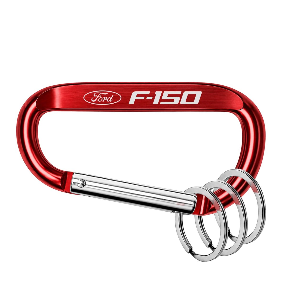 Officially Licensed Ford F-150 Laser Etched Red Metal Carabiner Keychain With Split Rings 3 In X 1 5 Modern Style Key Organizer