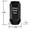 32 Piece Black Bulge Lug Nuts 1 2-20 Thread 8 In Length Conical Cone Taper Acorn Seat For Dodge Chevy Ford Gmc Vehicles 21mm