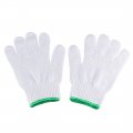 3 Pairs Full Finger Elastic Wrist Cuff Knit Cotton Work Gloves Green White 