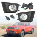 2-pack Clear Bumper Fog Lights Lamps Assembly With Bulbs Switch Wiring Harness Replacement For Tacoma Pickup Truck 2012-2015 