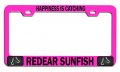 Happiness Is Catching Redear Sunfish Fishing Pink Metal License Plate Frame Tag Holder L66 