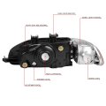 Auto Dynasty Chrome Housing Clear Corner Headlight Head Lamps Tool Kit Compatible With Honda Civic 2 3dr 92-95
