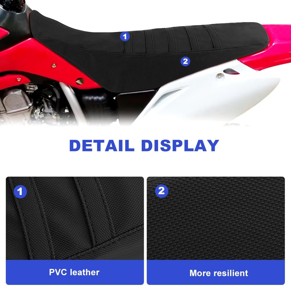 Waterproof Anti Slip Pvc Leather Seat Cover For Crf150r 2007 2025 Striped Grip Gripper Motorcycle Cushion Black
