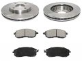 Front Semi Metallic Disc Brake Pad And Rotor Kit Compatible With 2007-2012 Nissan Sentra 2 0l 4-cylinder 