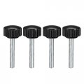 M4 X 30mm Metric Male Thread Knurled Clamping Knobs Grip Thumb Screw On Type Plastic Threaded Hand Bolt Black 4 Pcs 