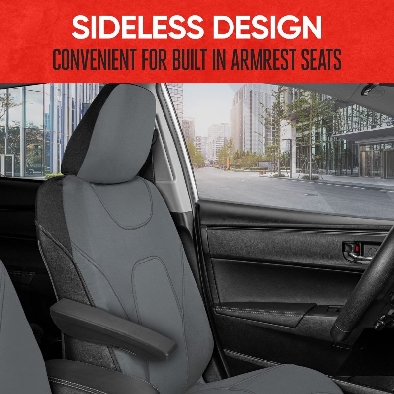 Motor Trend Aquashield Car Seat Covers For Fronts Solid Gray A Two-tone Waterproof Cars Neoprene Seat Cover Set Interior Auto