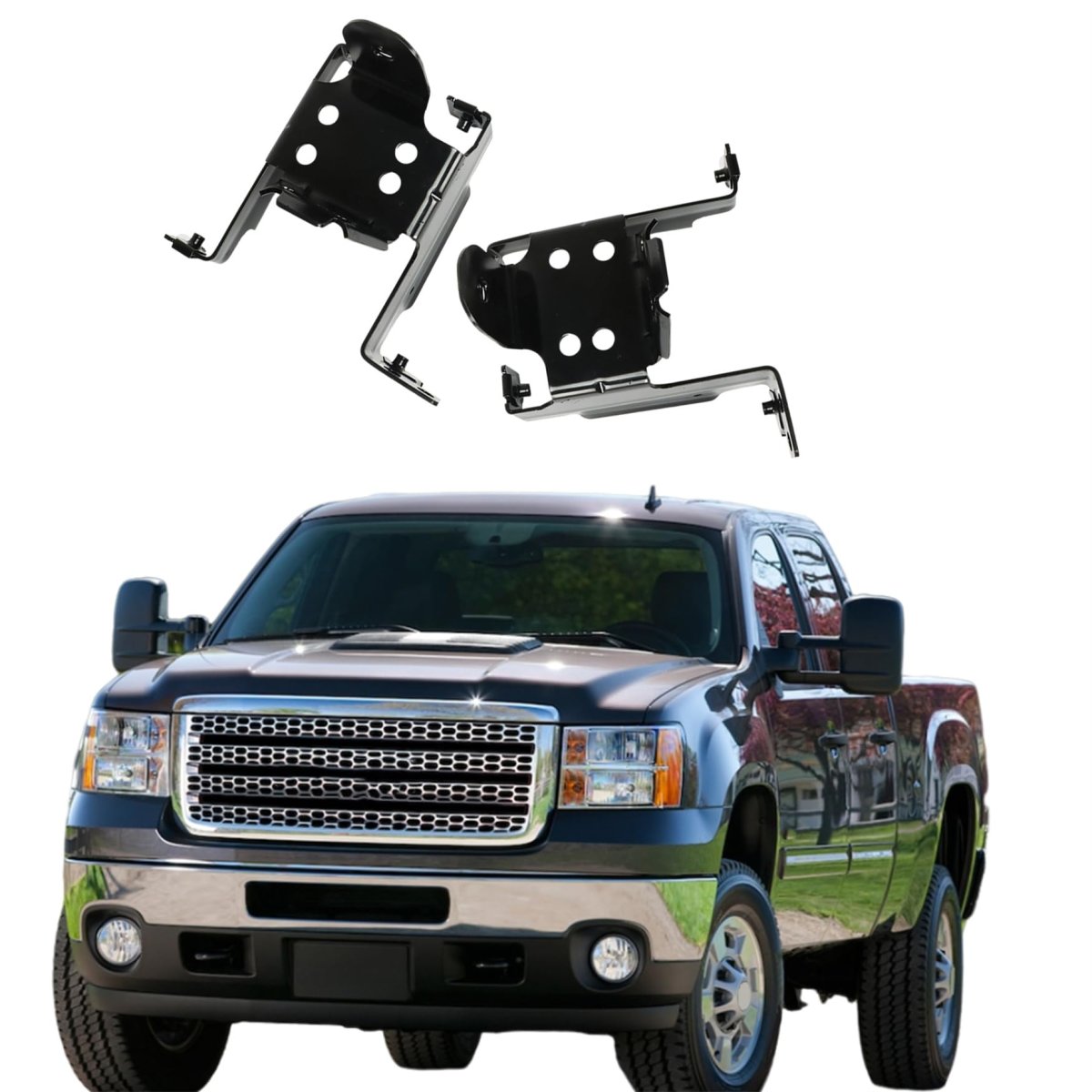 Front Bumper Inner Bracket Set For Sierra 2500hd 3500hd 2011 2012 2013 2014 Left And Right Black Replacement Gm1063102