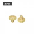 Uxcell Knurled Thumb Screws M4x6mm Flat Brass Bolts Grip Knobs Fasteners For Pc Electronic Mechanical 2pcs