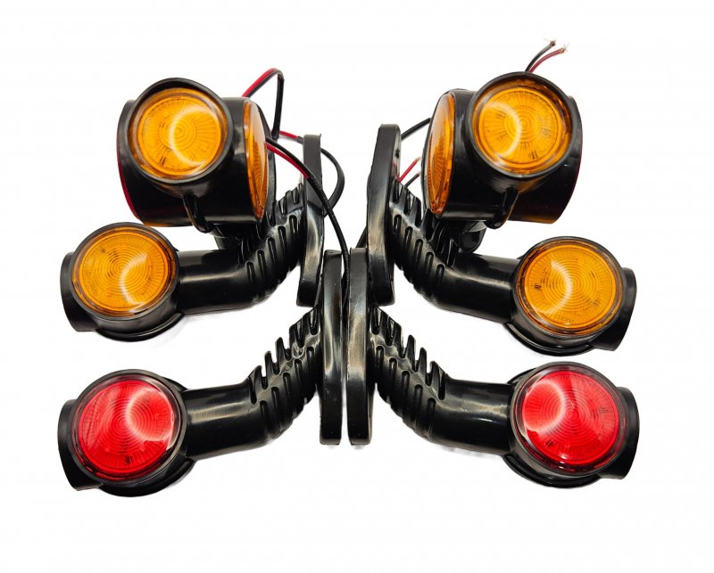 Led Round Trailer And Truck Marker Lights Set Of 2 Amber Red Waterproof Side Assemblies For Rv Camper Boat Em-3 0 Universal Fit