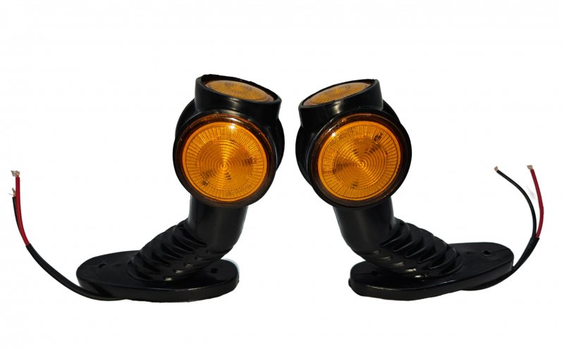 Led Round Trailer And Truck Marker Lights Set Of 2 Amber Red Waterproof Side Assemblies For Rv Camper Boat Em-3 0 Universal Fit