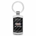 Ipick Image For Cadillac Ct5 Logo Real Black Carbon Fiber Chrome Metal Case Key Chain Keychain Exclusive Official Licensed