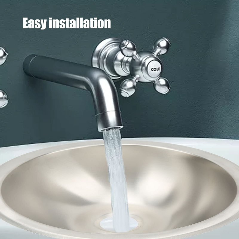Fydun Single Bowl Sink Rv Kitchen 304 Stainless Steel Wiredrawing Smoothing Space Saving Round For Camper Boat