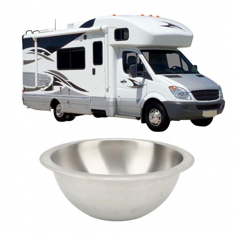 Fydun Single Bowl Sink Rv Kitchen 304 Stainless Steel Wiredrawing Smoothing Space Saving Round For Camper Boat