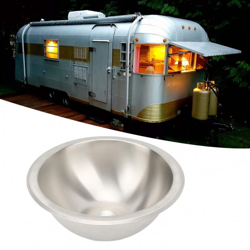 Fydun Single Bowl Sink Rv Kitchen 304 Stainless Steel Wiredrawing Smoothing Space Saving Round For Camper Boat