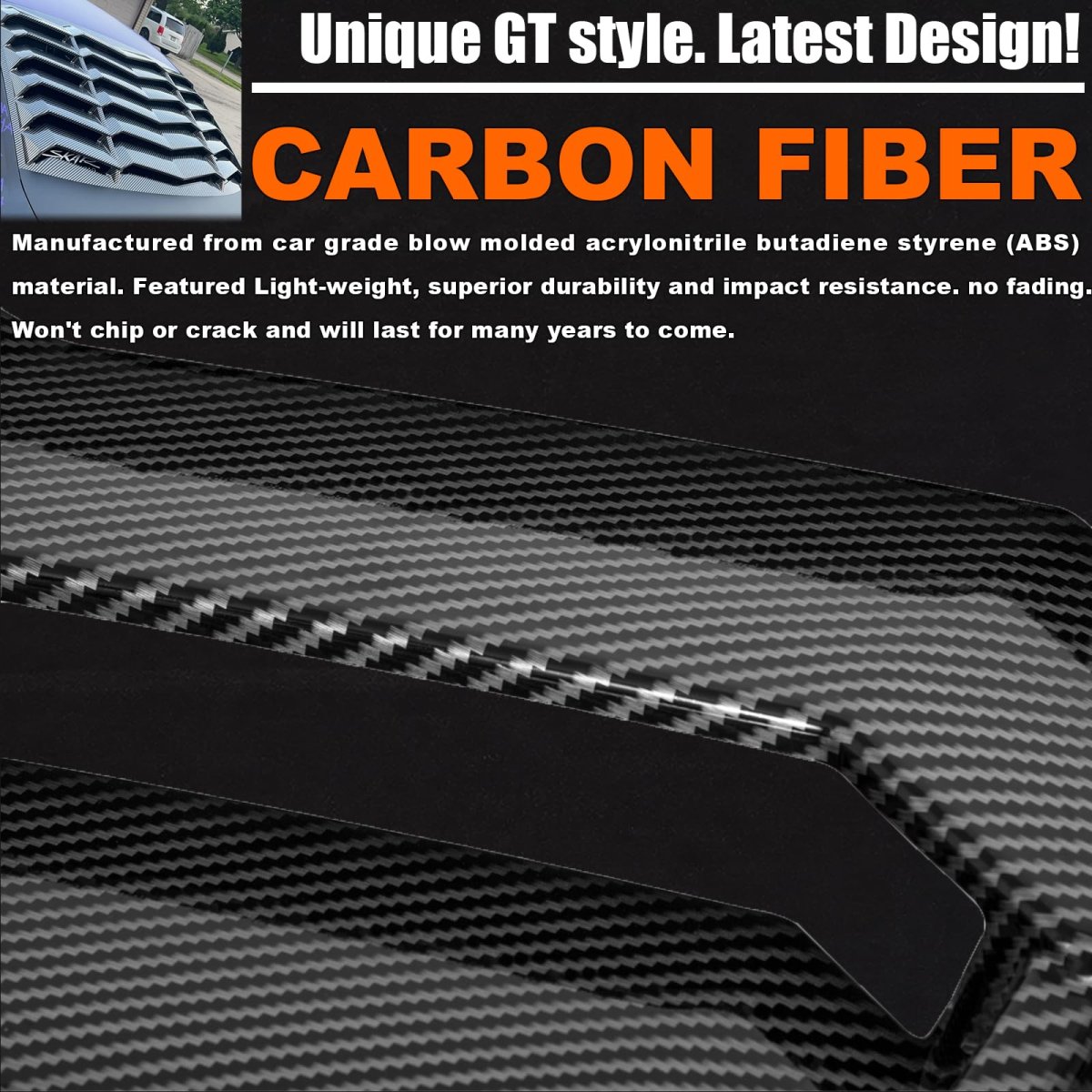 Rear Window Louver Carbon Fiber For 2011-2023 Dodge Charger Sxt Gt Rt Scat Pack Scat Widebody Srt Hellcat Matte Black Abs All