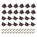 50pcs 90 Degree Plastic Corner Braces 14x13x9mm Nylon Shelf Right Angle Brackets With Screws For Cabinets Cupboards Brown 