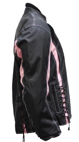 Women S Black And Pink Textile Motorcycle Jacket Size M Md Medium