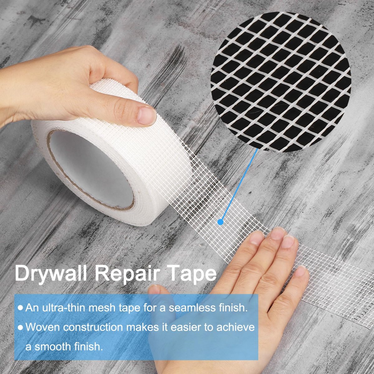 Drywall Tape 2pcs 1 8 X 82ft Fiberglass Repair Self-adhesive Mesh Fiber Joint For Wall Crack Seam Patch
