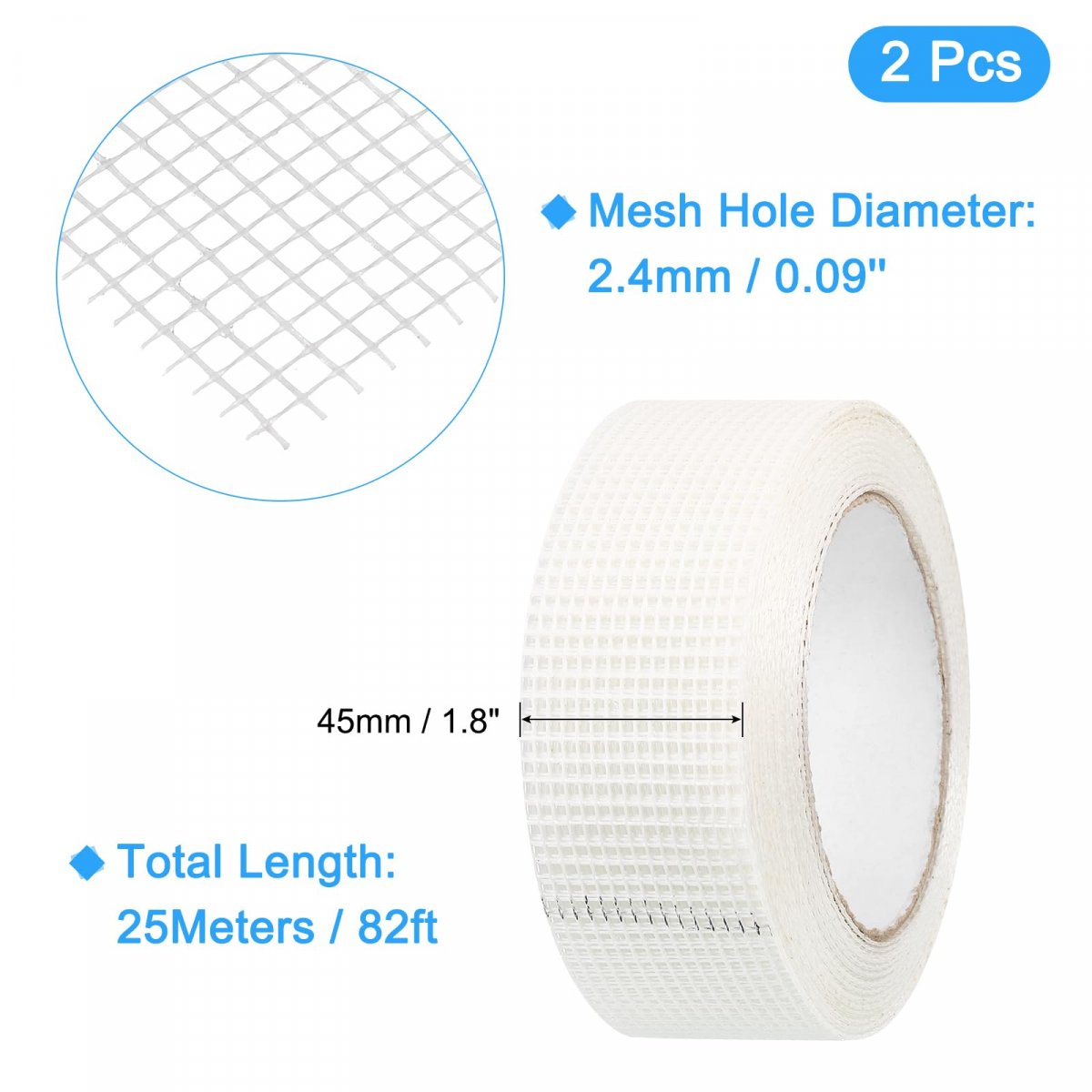 Drywall Tape 2pcs 1 8 X 82ft Fiberglass Repair Self-adhesive Mesh Fiber Joint For Wall Crack Seam Patch