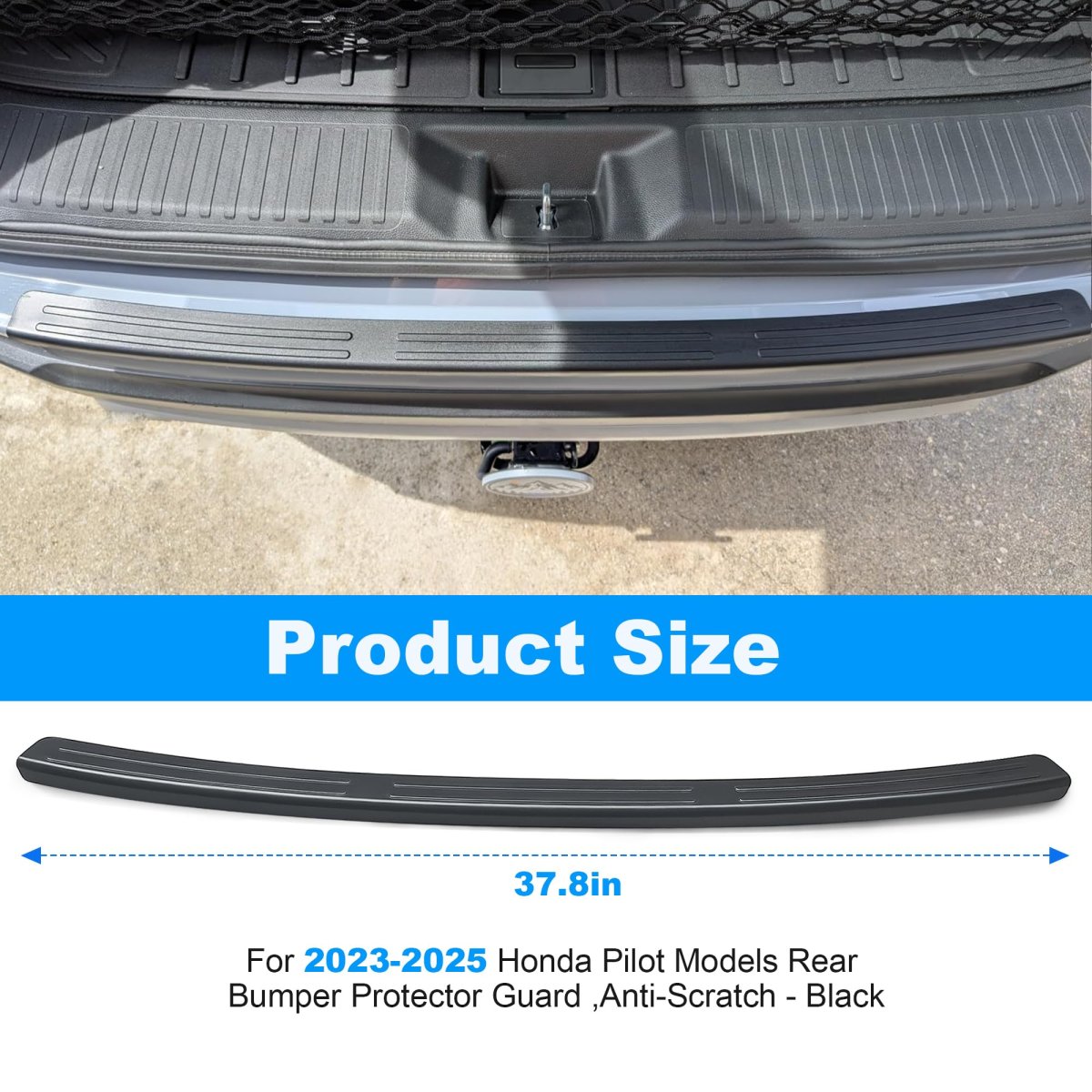 Rear Bumper Protector Guard For Select 2023 2025 Honda Pilot Models Black Anti Scratch Abs Plastic With Self Adhesive Strips