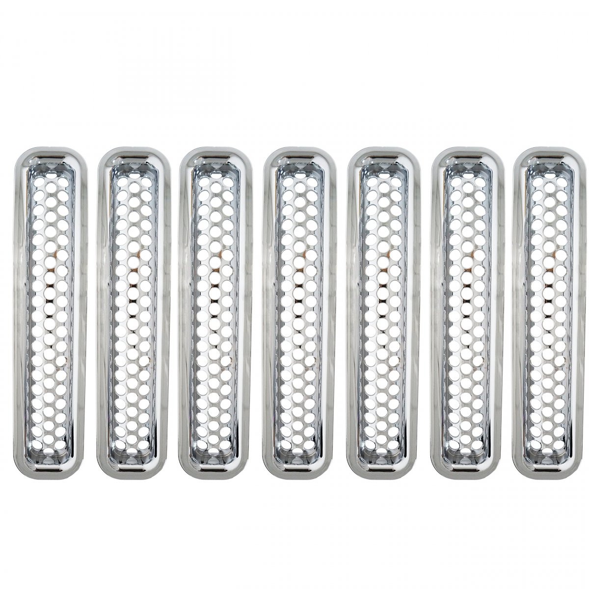 Hooke Road Chrome Front Grill Mesh Grille Inserts Cover For 1997-2006 Jeep Wrangler Tj Unlimited Pack Of 7