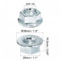 Uxcell 3 4 -10 Serrated Flange Hex Lock Nuts Carbon Steel Zinc Plated 5pcs