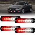 Xtauto 4pcs Universal 12v-24v Super Bright Red White 18w 6-led Warning Emergency Construction Surface Mount Beacon Flash 