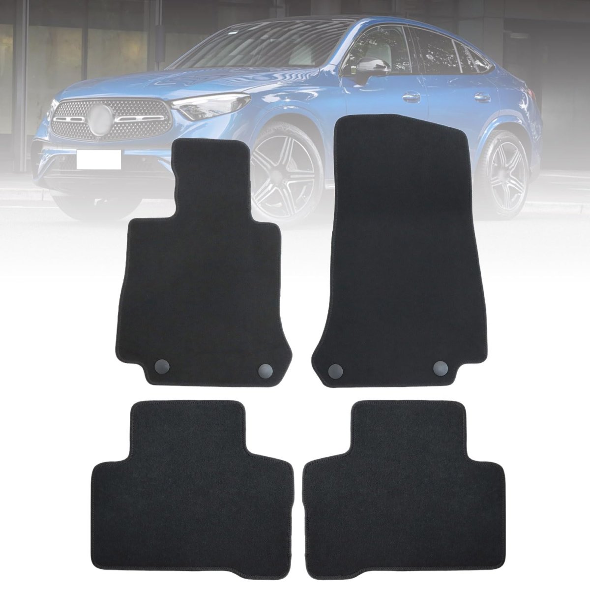 Floor Mats Carpet For Mercedes Benz Glc 2016 2023 4 Piece Set Front And Rear Interior Black Velour Plastic Direct Replacement