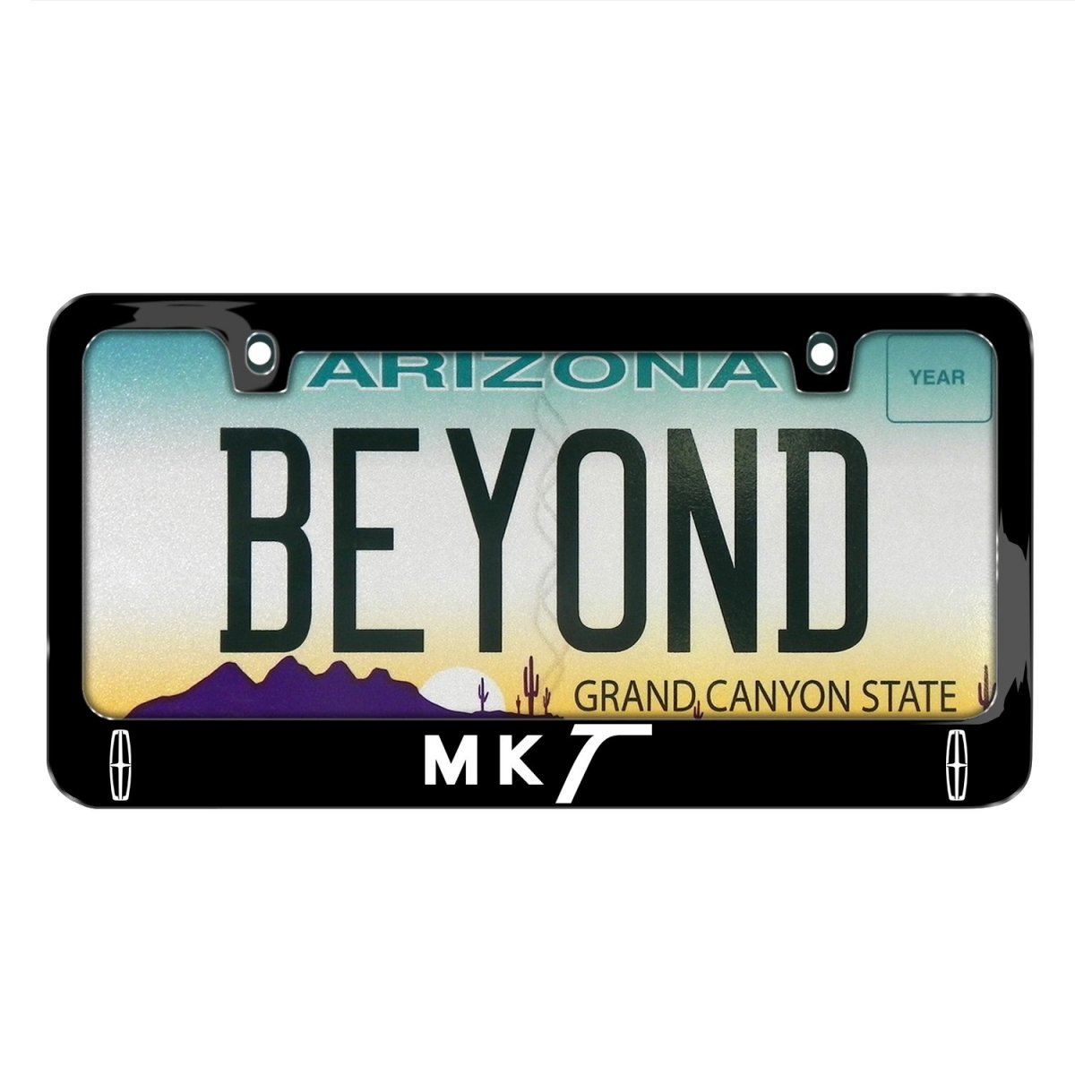 Lincoln Mkt Dual Logo Black Metal License Plate Frame