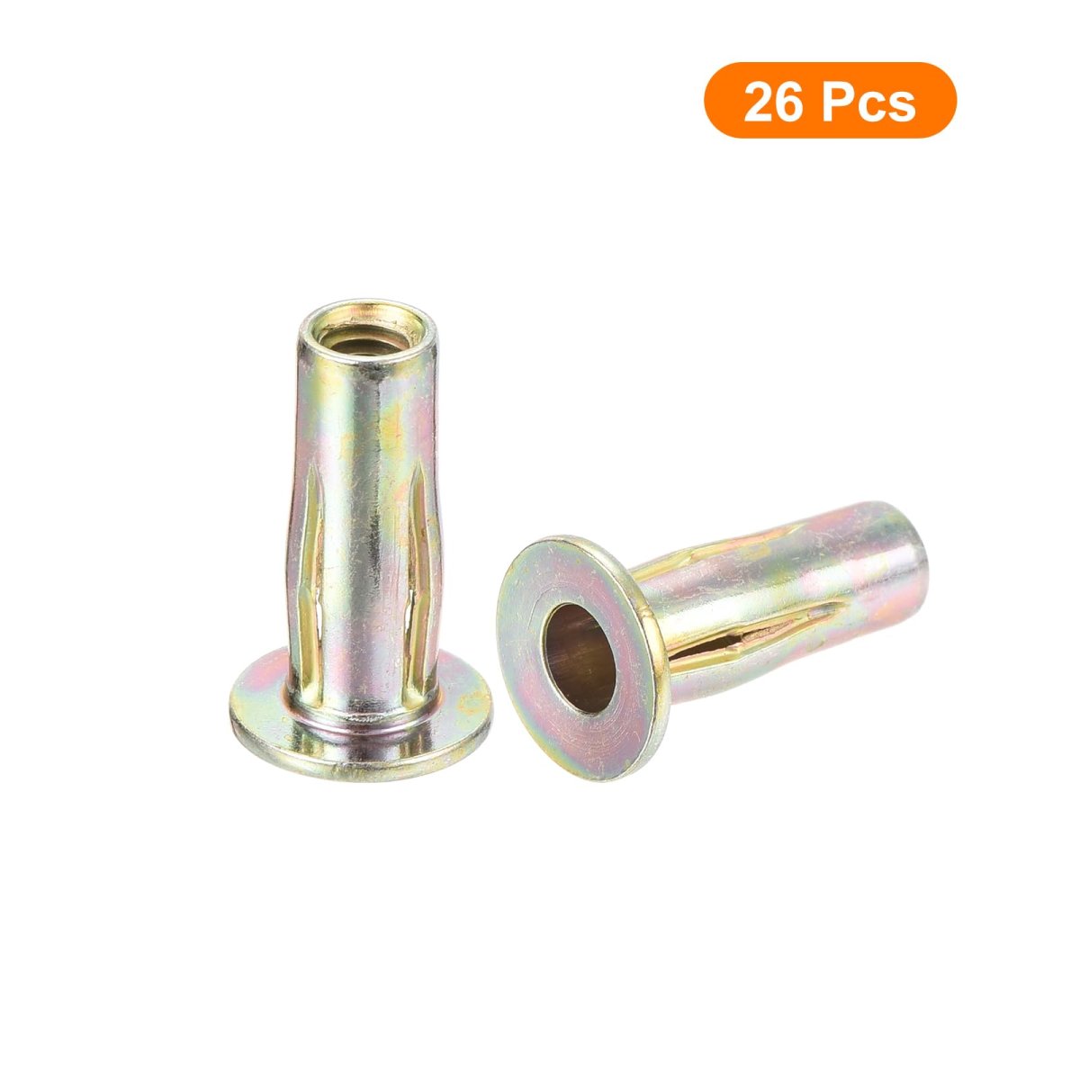 26pcs Multi-grip Rivet Nut M4 Flat Head Carbon Steel Pre-bulbed Shank Threaded Insert With Zinc Plated Finish