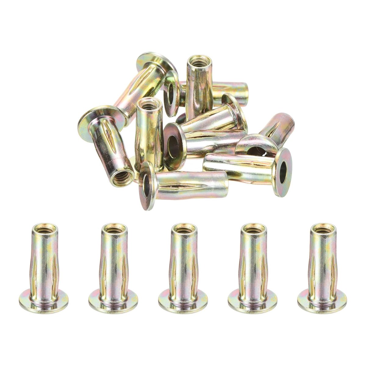 26pcs Multi-grip Rivet Nut M4 Flat Head Carbon Steel Pre-bulbed Shank Threaded Insert With Zinc Plated Finish