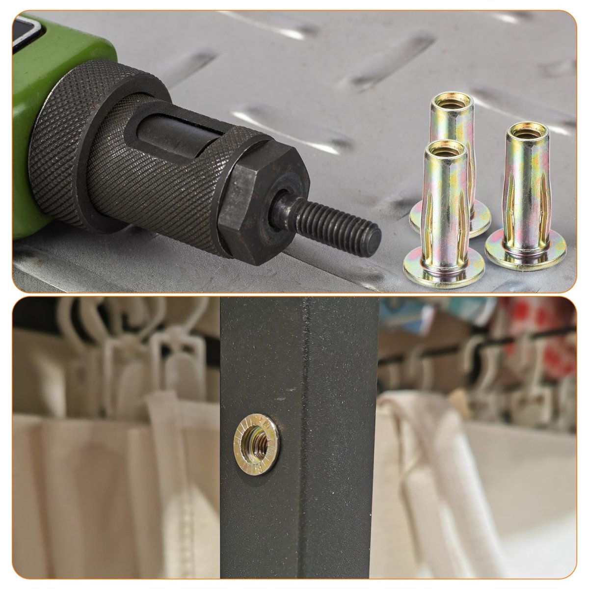 26pcs Multi-grip Rivet Nut M4 Flat Head Carbon Steel Pre-bulbed Shank Threaded Insert With Zinc Plated Finish