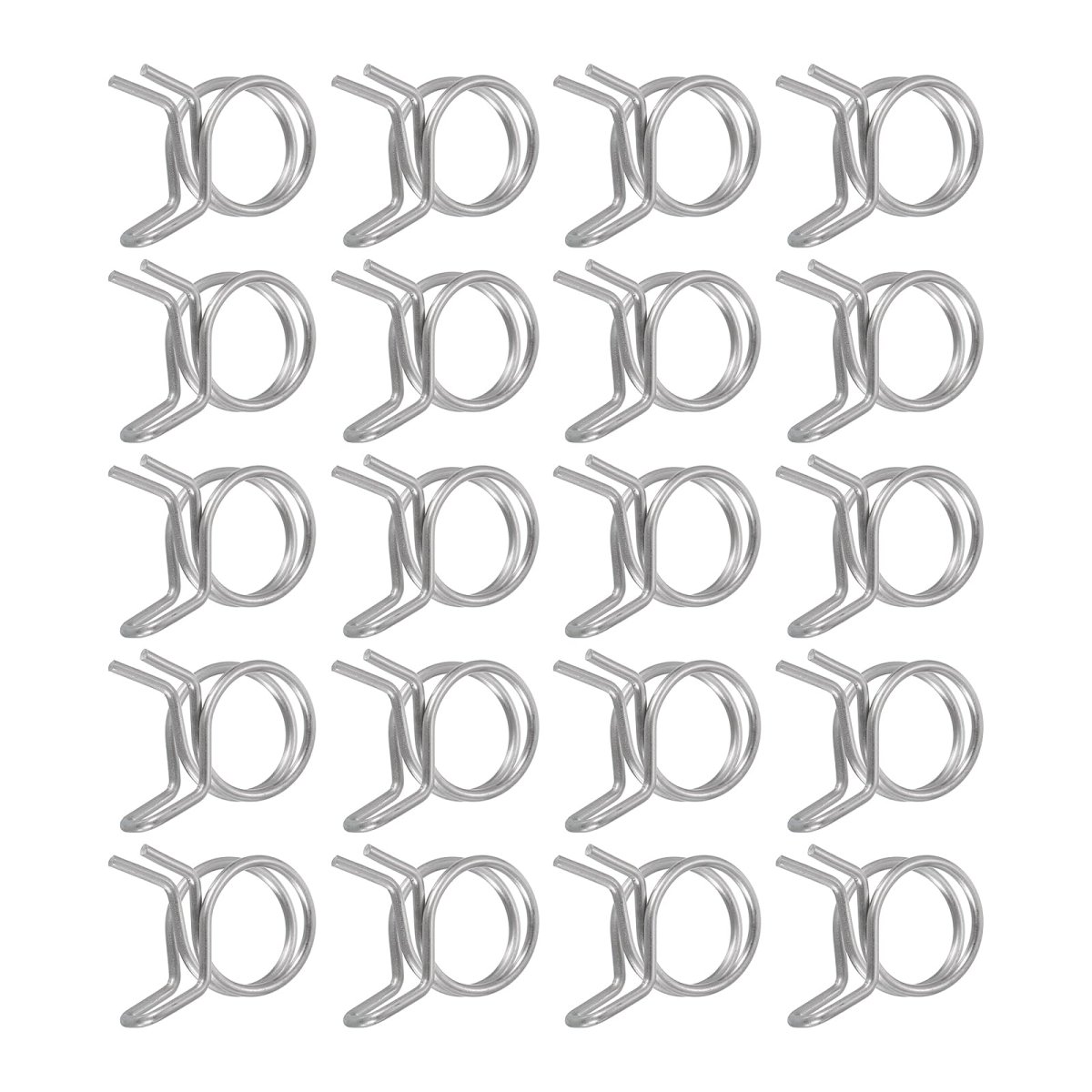 20pcs 15mm 0 59inch Inner Dia Double Wire Spring Hose Clamp Stainless Steel Adjustable Clips For Fuel Line Silicone Tube Water