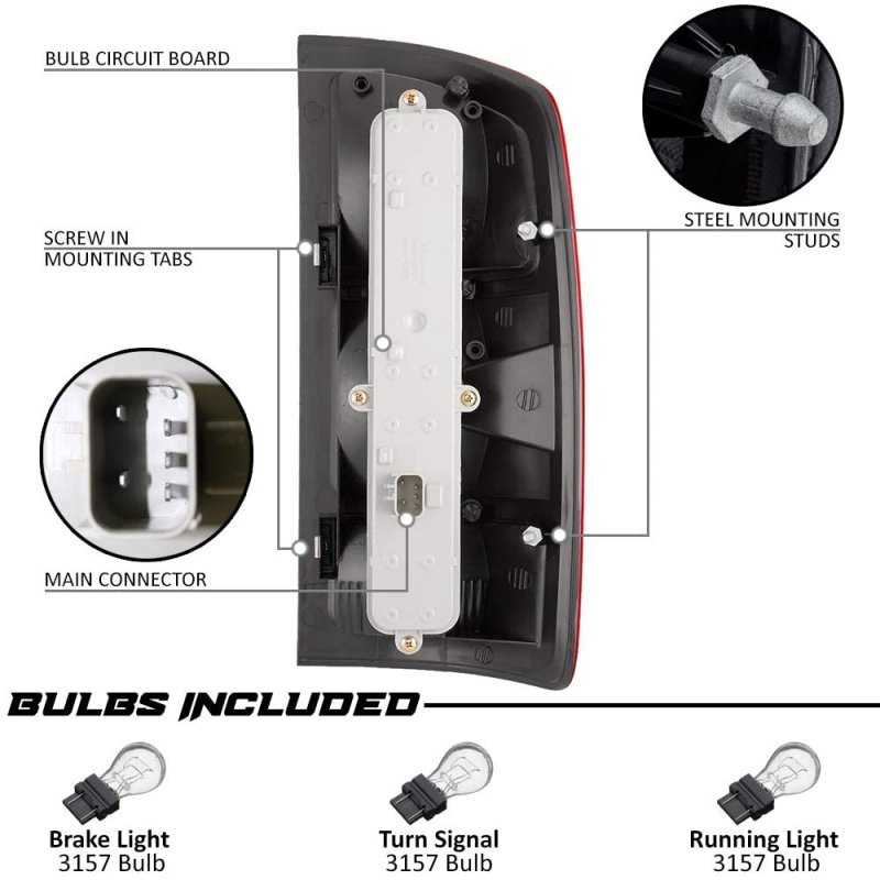 Epic Lighting Rear Brake Tail Light Assembly W Bulbs Circuit Board For Dodge Ram 02-06 1500 03-06 2500 3500 Pickup Ch2800147