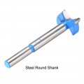 Uxcell Forstner Wood Boring Drill Bit 24mm Dia Hole Saw Carbide Alloy Tip Steel Round Shank Cutting For Woodworking Blue 2pcs